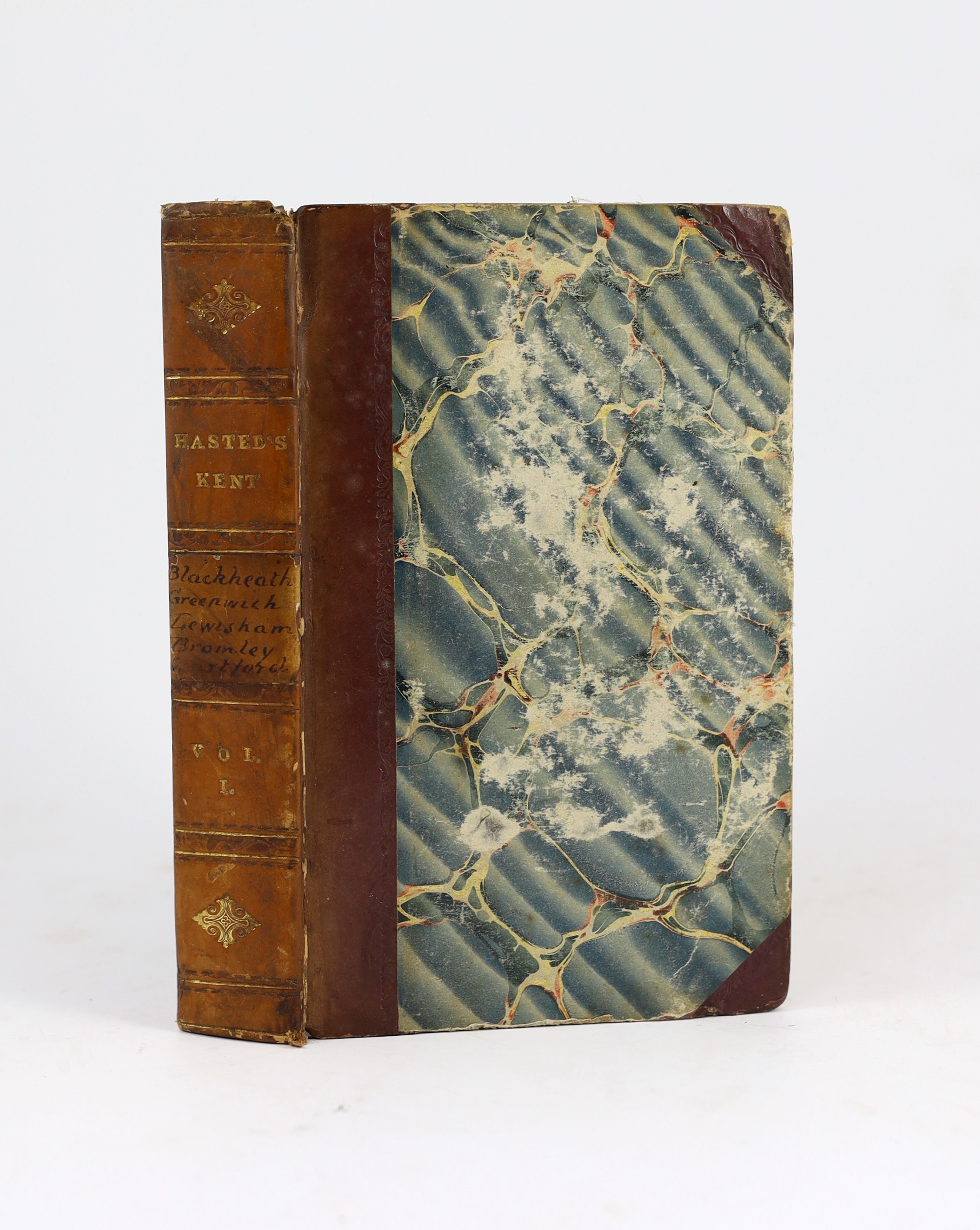 KENT - Hasted, Edward - The History and Topographical Survey of the County of Kent, 2nd edition, 12 vols, 8vo, half calf, with frontises, 34 folding maps, some with slight tears to folds and 35 plates, 3 of them folding,